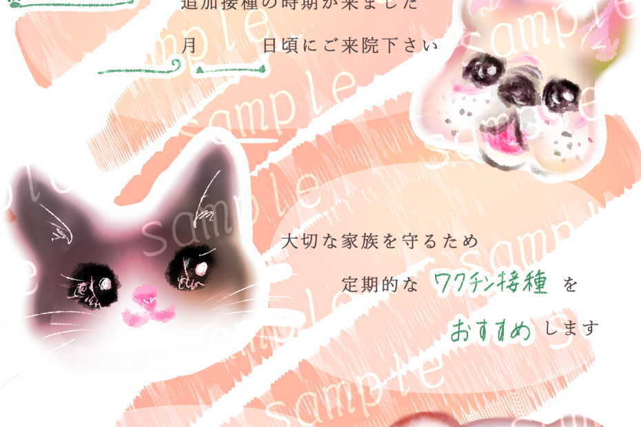 ほんわか 親しみやすい イラスト 動物病院のdmデザインサンプル